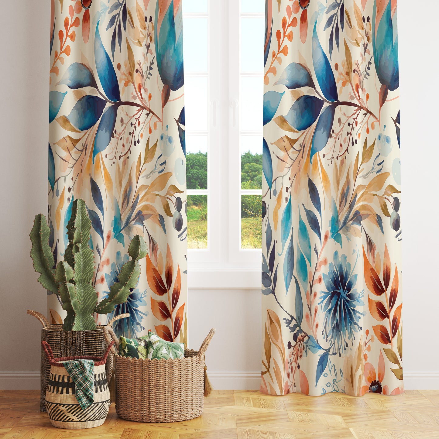 Spring Blossom Curtains Modern Floral Window Panels