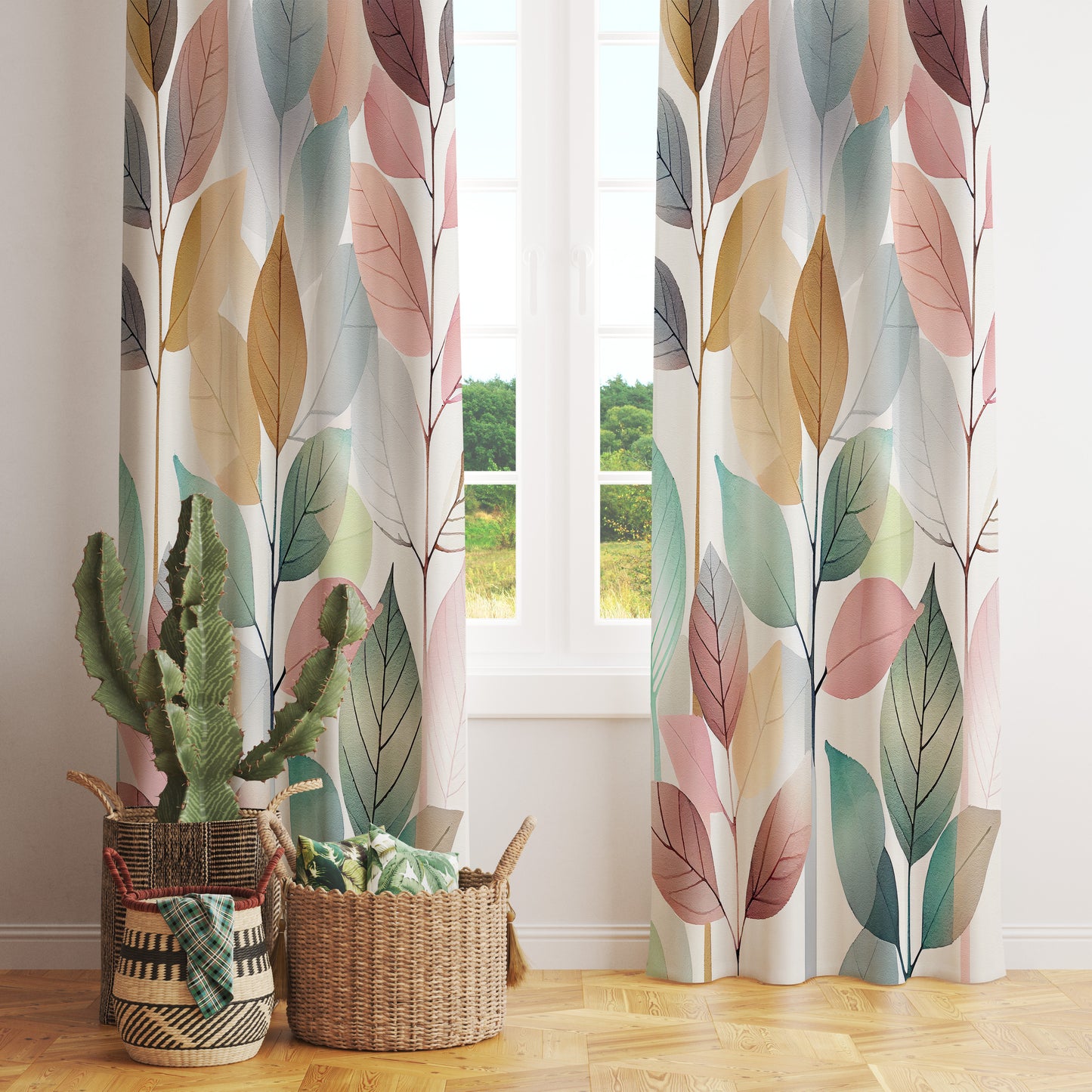 Spring Blossom Curtains Modern Floral Window Panels