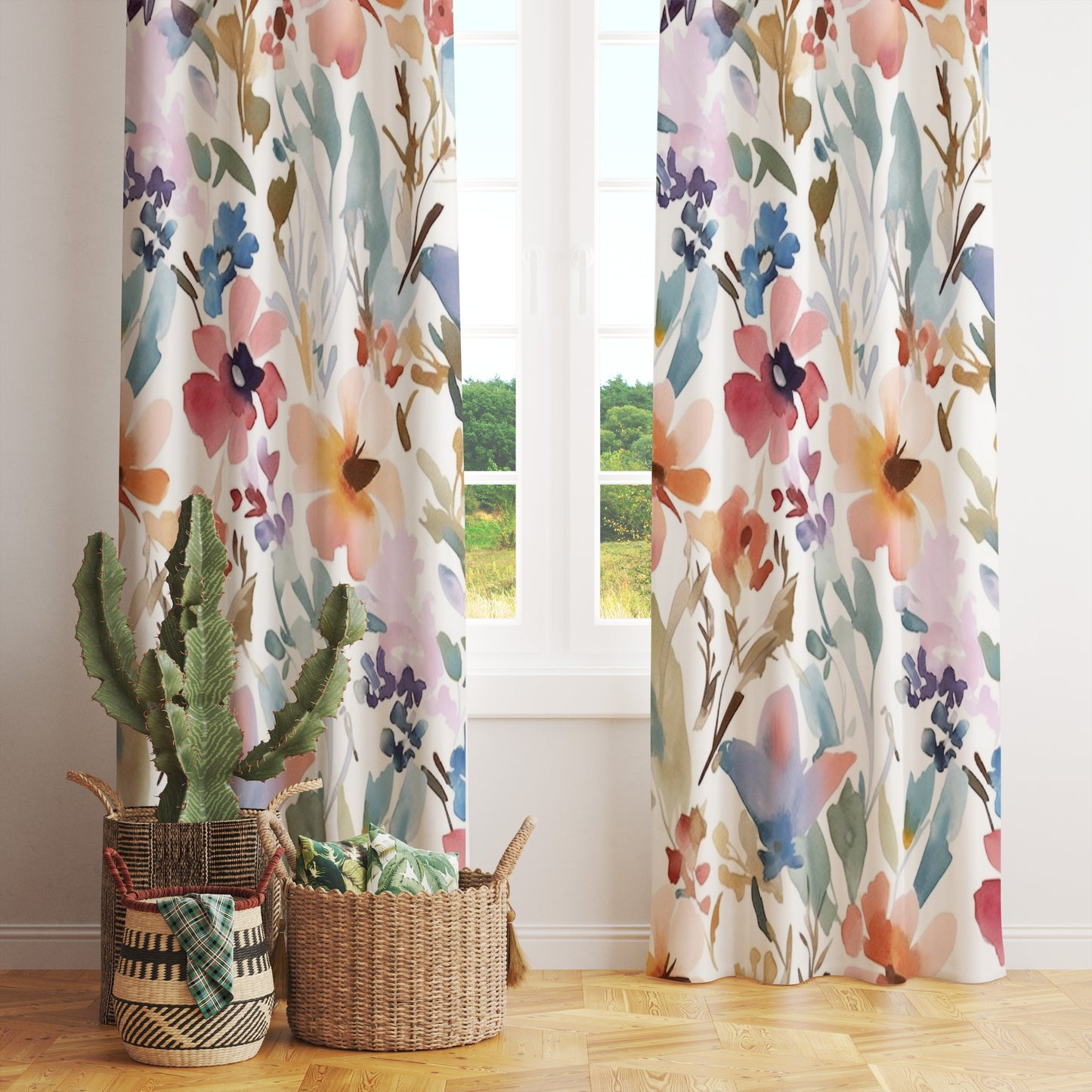 Spring Blossom Curtains Modern Floral Window Panels