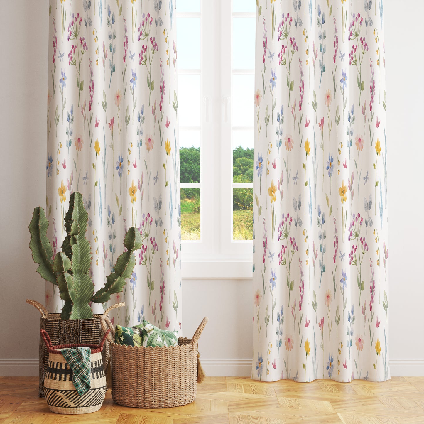Spring Blossom Curtains Modern Floral Window Panels