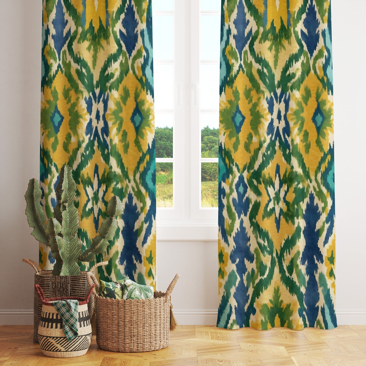 Ikat Ethnic Curtains Morocco Retro Colorful Window Curtain