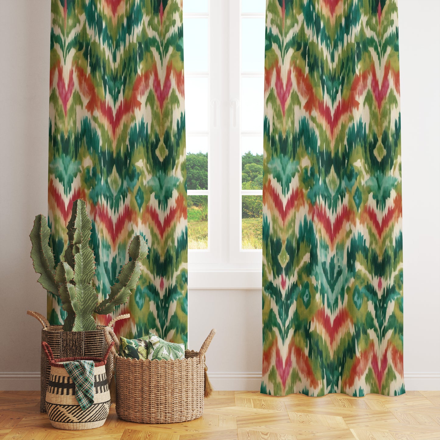 Ikat Ethnic Curtains Morocco Retro Colorful Window Curtain