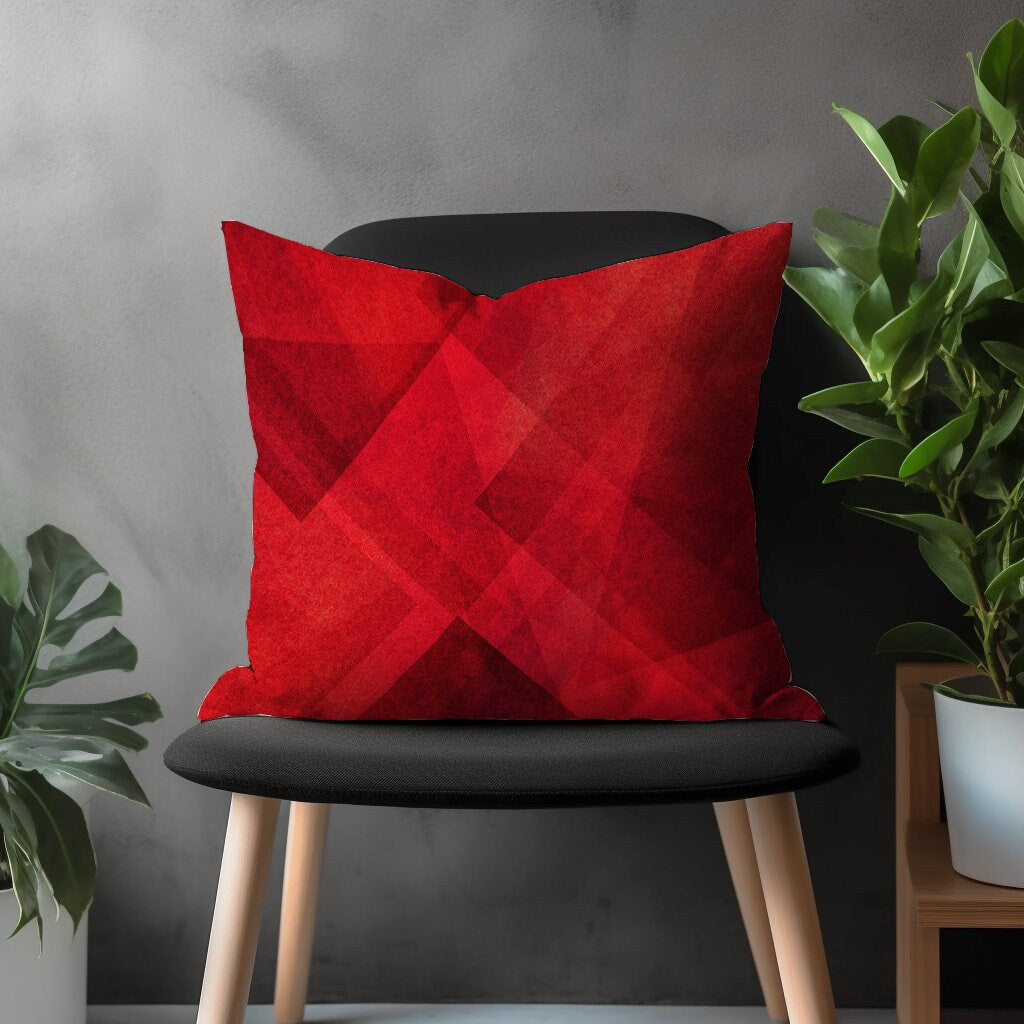 Red Modern Pillow Cover, Cherry Abstract Floral Cushion Case, Retro Living Room Decoration, Burgundy Bedroom Throw Pillow Case