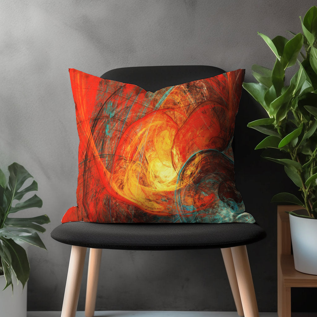 Red Modern Pillow Cover, Cherry Abstract Floral Cushion Case, Retro Living Room Decoration, Burgundy Bedroom Throw Pillow Case