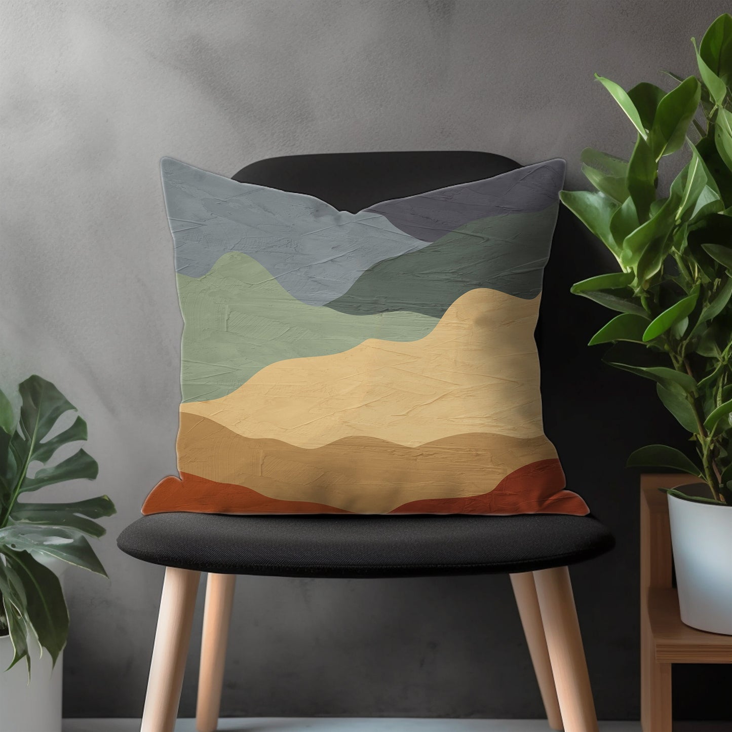 Landscape Pillow Cover, Boho Abstract Euro Sham Pillow Case, Colorful Living Room Decoration, Modern Bedroom Throw Pillow Case