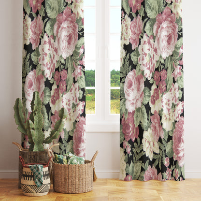 Blue Blossom Curtains Botanical Flower Grommet Drapes