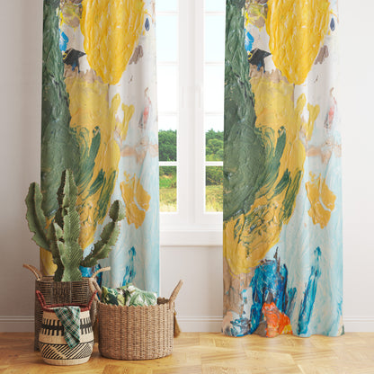 Colourful Abstract Curtain Boho Living Room Eyelet Drapery