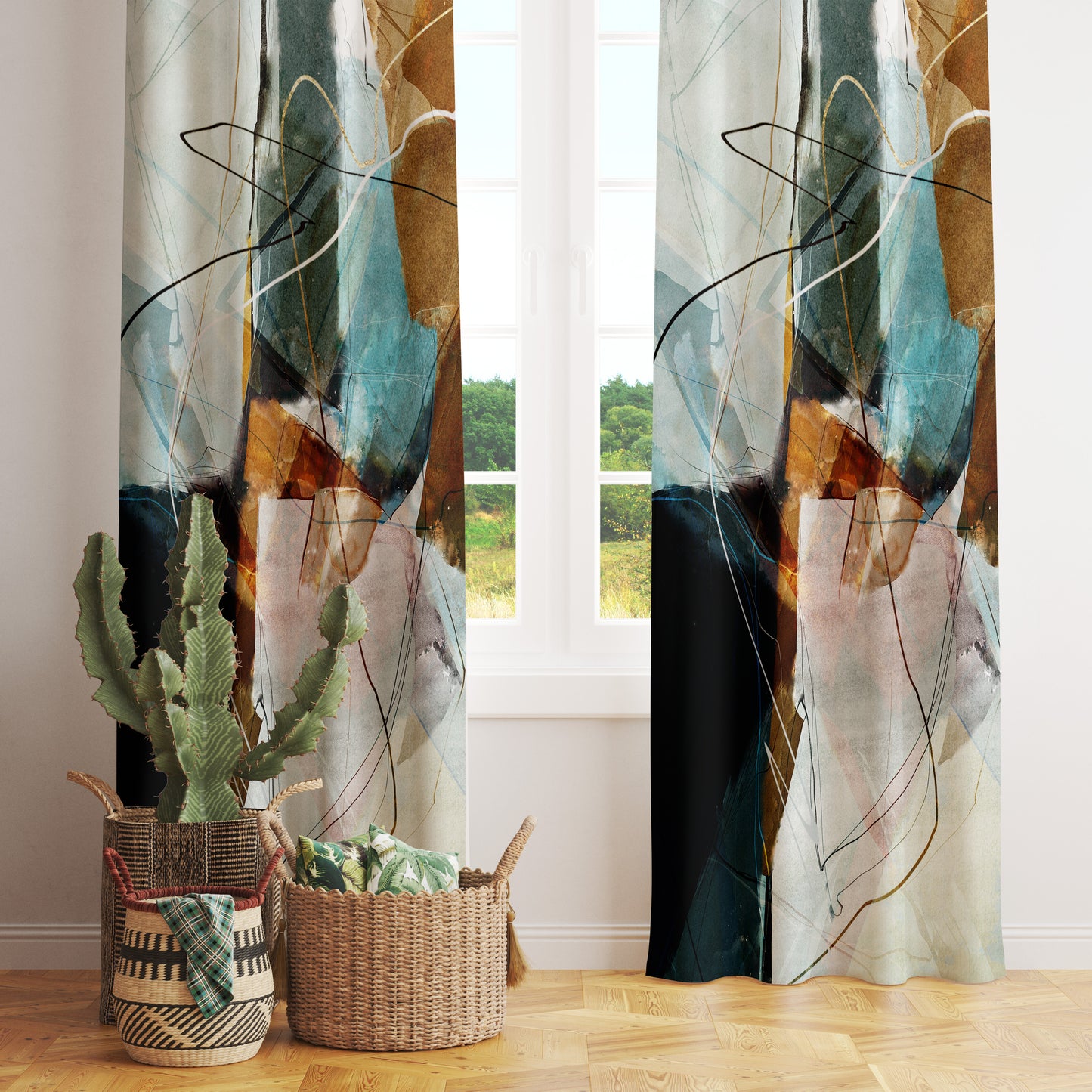 Modern Minimalist Landscape Mountain View Curtains