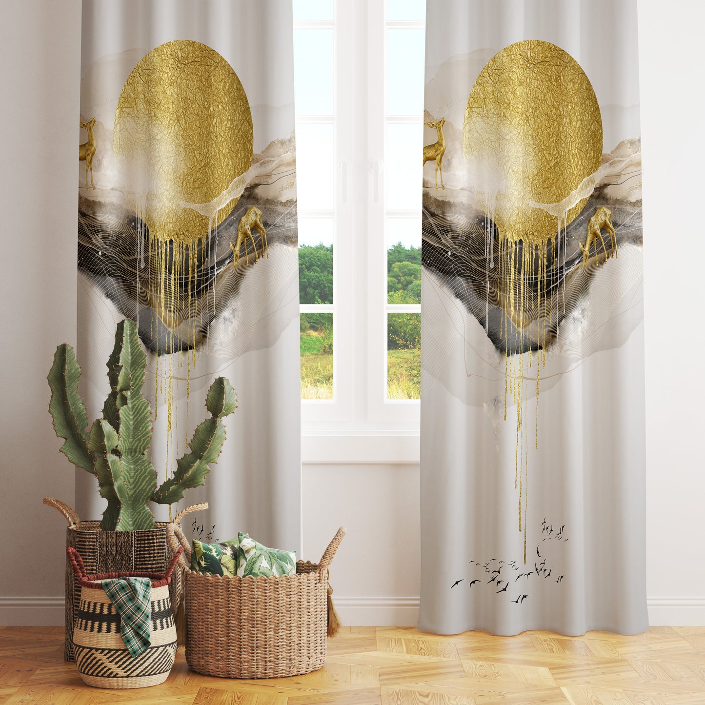 Abstract Oil Painting Printed Curtains