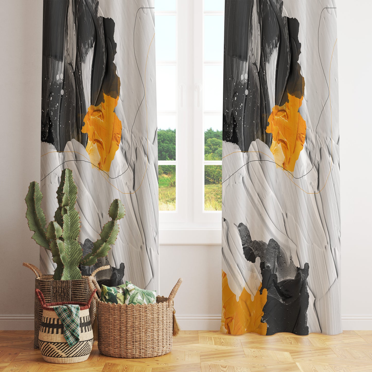 Oil Painting Abstract Curtains Obeo Texture Drape