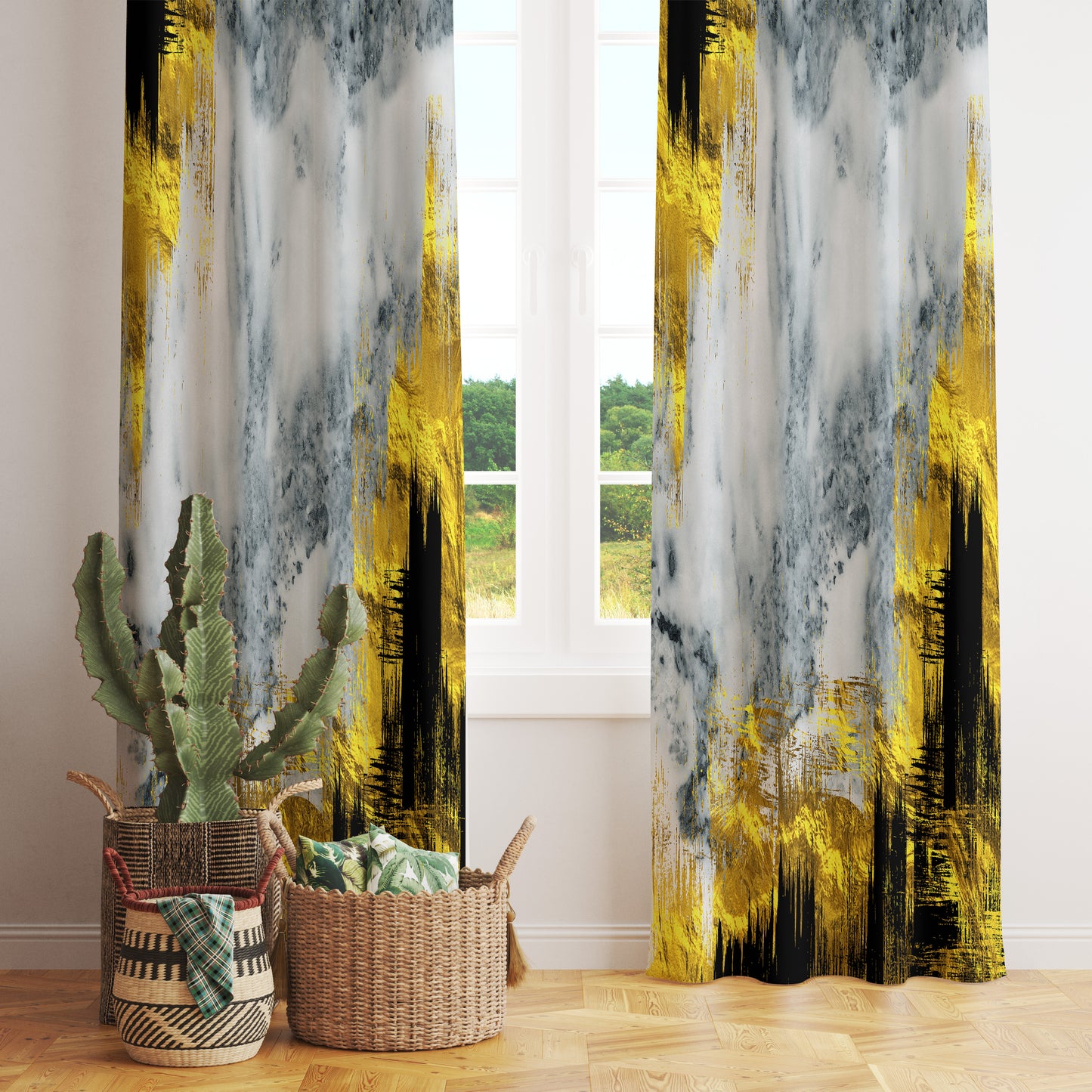 Abstract Oil Painting Printed Curtains