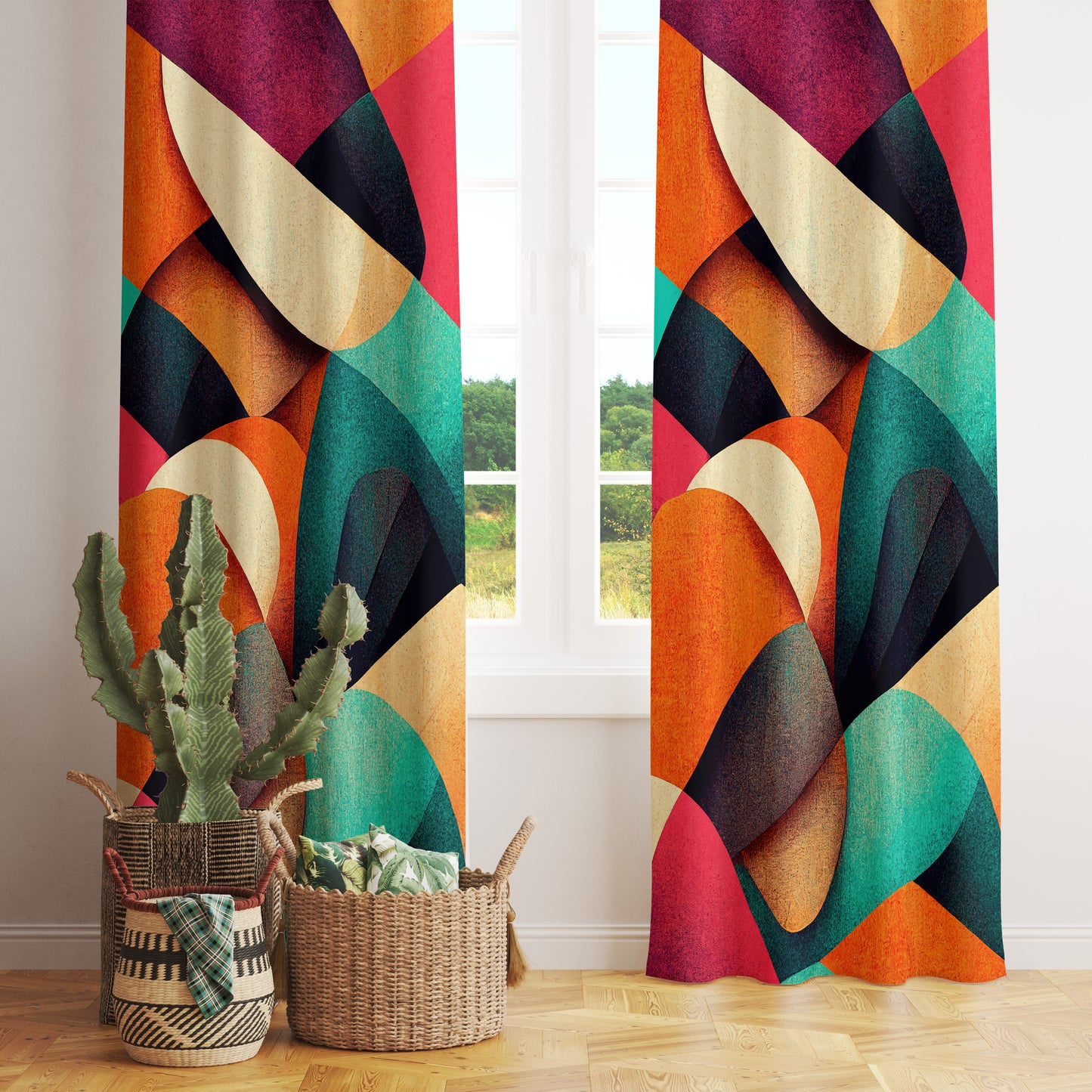 Bohemian Abstract Vivid Grommet Curtain