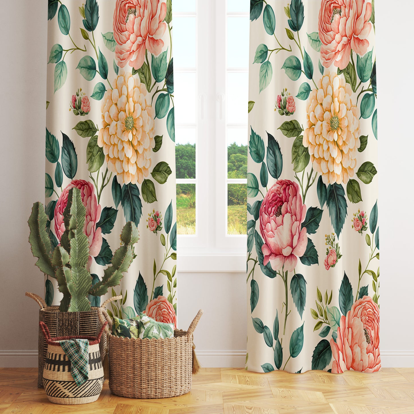 Vintage Floral Eyelet Curtains
