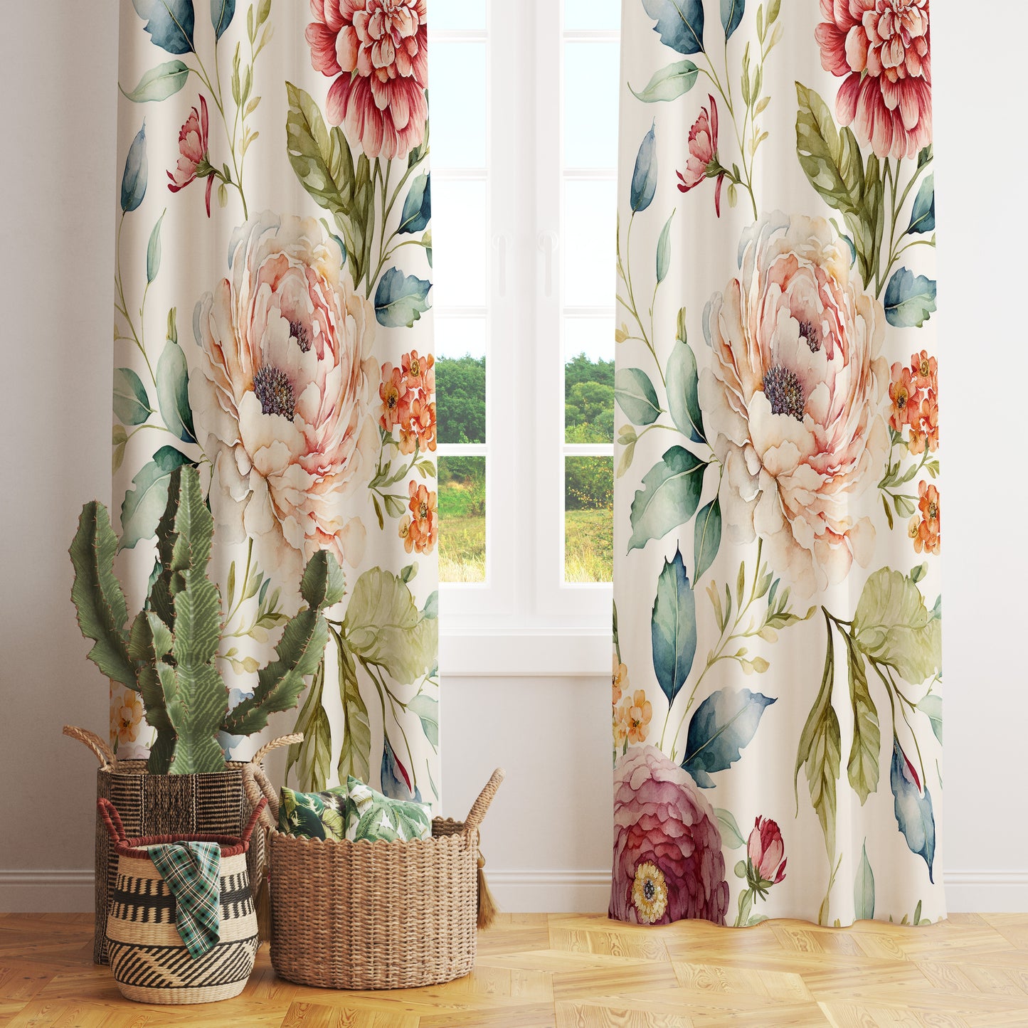 Vintage Floral Eyelet Curtains