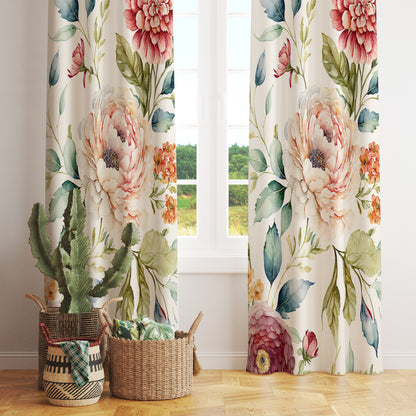 Vintage Floral Eyelet Curtains