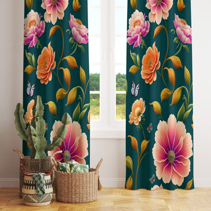 Floral Plant Printed Vintage Flower Pattern Curtain
