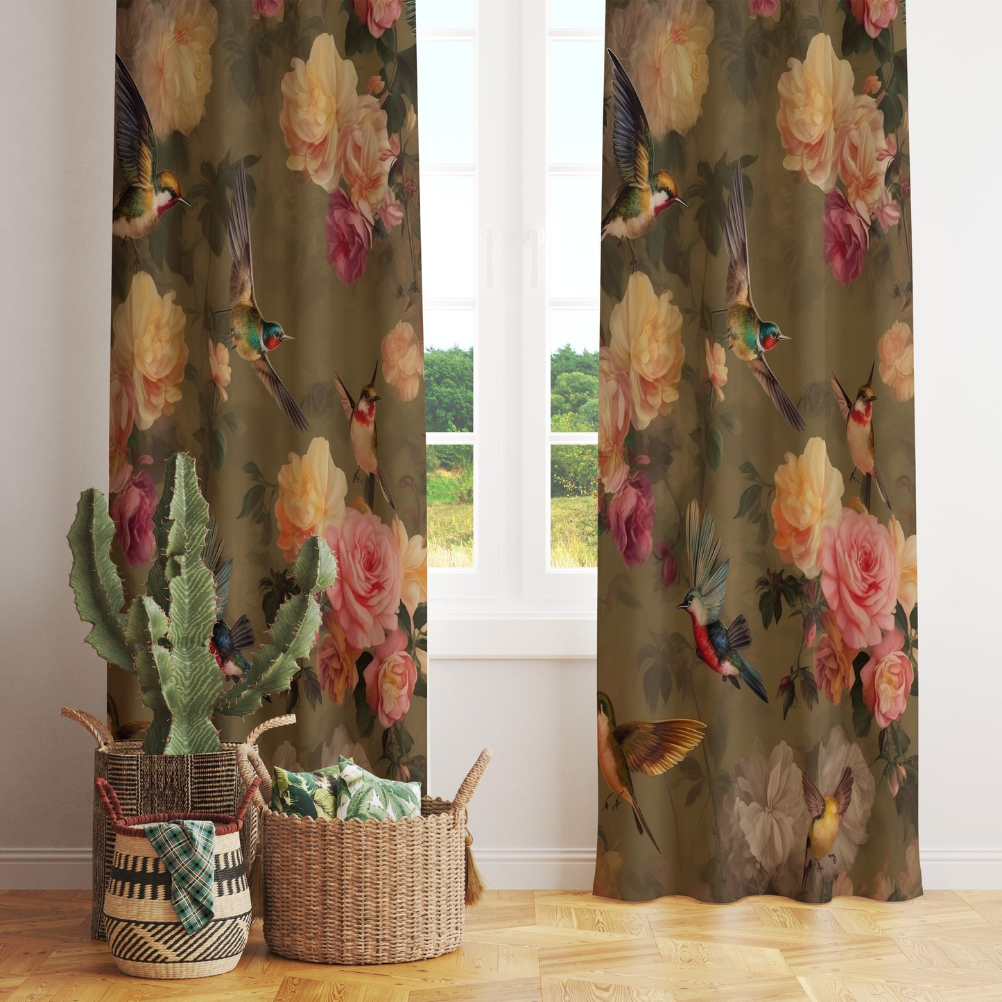 Tropical Forest Curtain Cheetah Portrait Bedroom Drapes