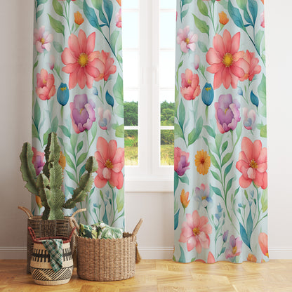 Summer Flower Bloom Pattern Printed Curtain