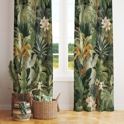 Blossom Leaves Floral Farmhouse Decorative Curtain