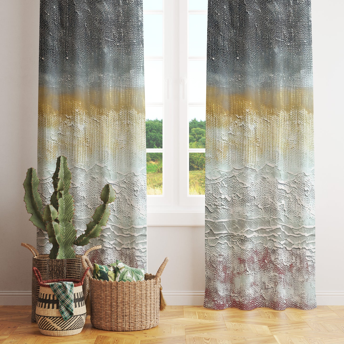 Landscape Mountain View Curtain Countryside Window Treatment