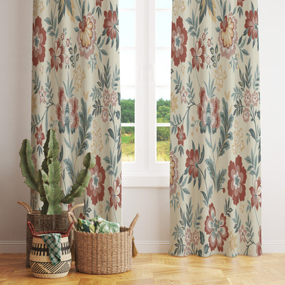 Blossom Leaves Watercolor Flower Curtain