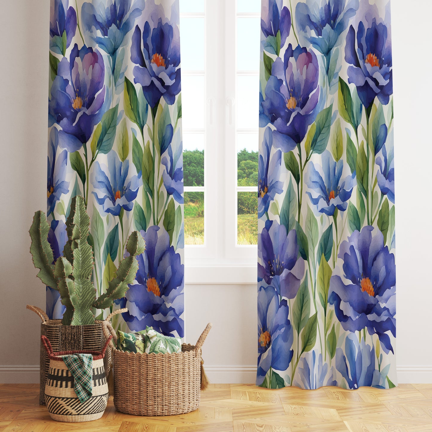 Floral Farmhouse Decorative Printed Blossom Curtain