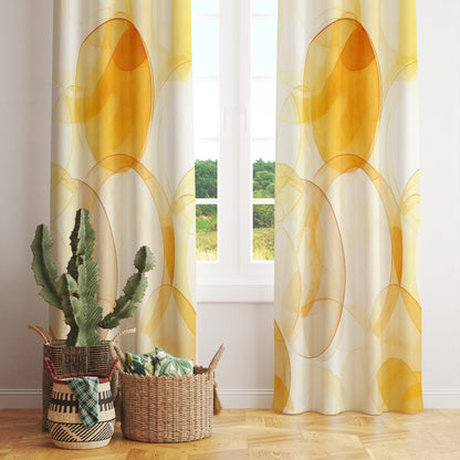 Yellow Abstract Curtains Mustard Bohemian Living Room Drapes