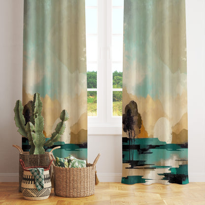 Landscape Mountain View Curtain Countryside Window Treatment