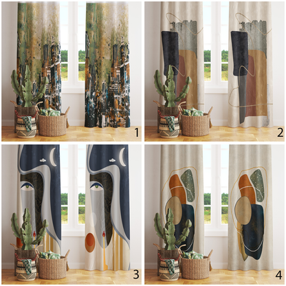 Abstract Decorative Eyelet Living Room Curtain