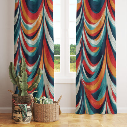 Retro Waves Abstract Midcentury Modern Curtains