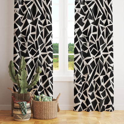 Black & White Geometric Pattern Modern Curtains