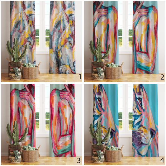 Abstract Colorful Body Silhouette Eyelet Curtains