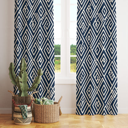 Black & White Geometric Curtains Printed Modern Drapes