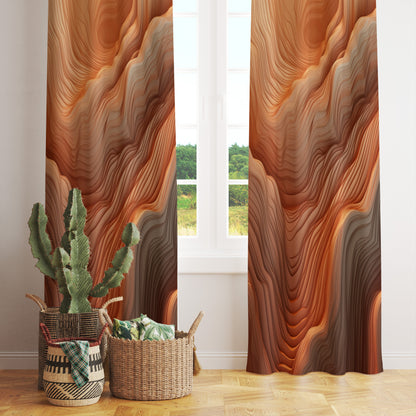 Terracotta Floral Modern Eyelet Curtains