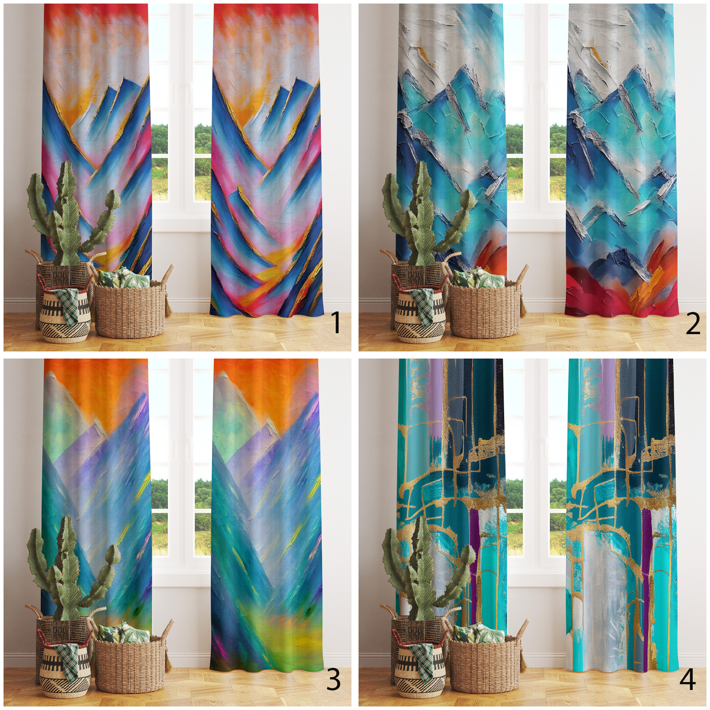 Colourful Landscape Countryside Mountain Panorama Curtain