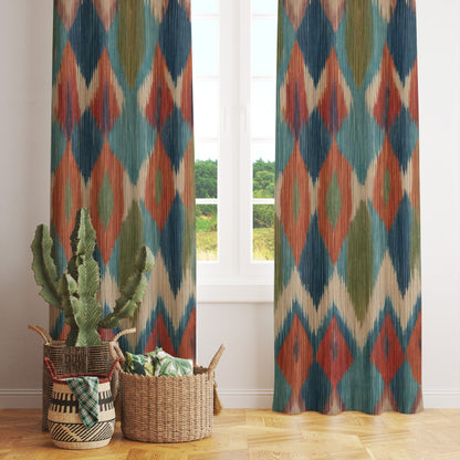 Ethnic Ikat Kilim & Rug Pattern Curtains