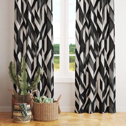 Black & White Geometric Pattern Modern Curtains