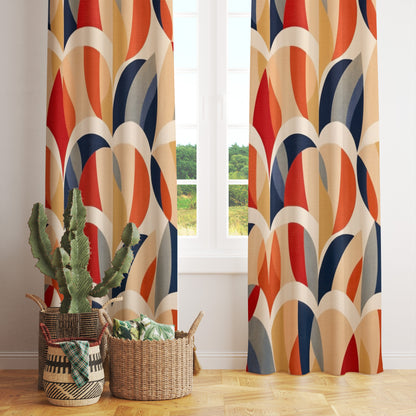 Multicolor Retro Throwback Mid Century Modern Curtain