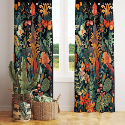 Leopard & Elephant Jungle Exotic Flower Curtains