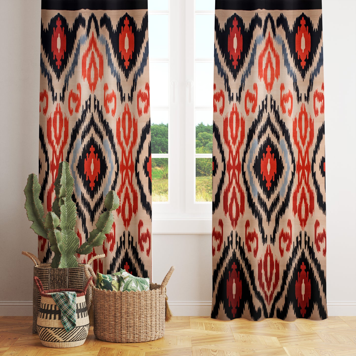 Traditional Turkish Kilim Pattern Printed Curtains