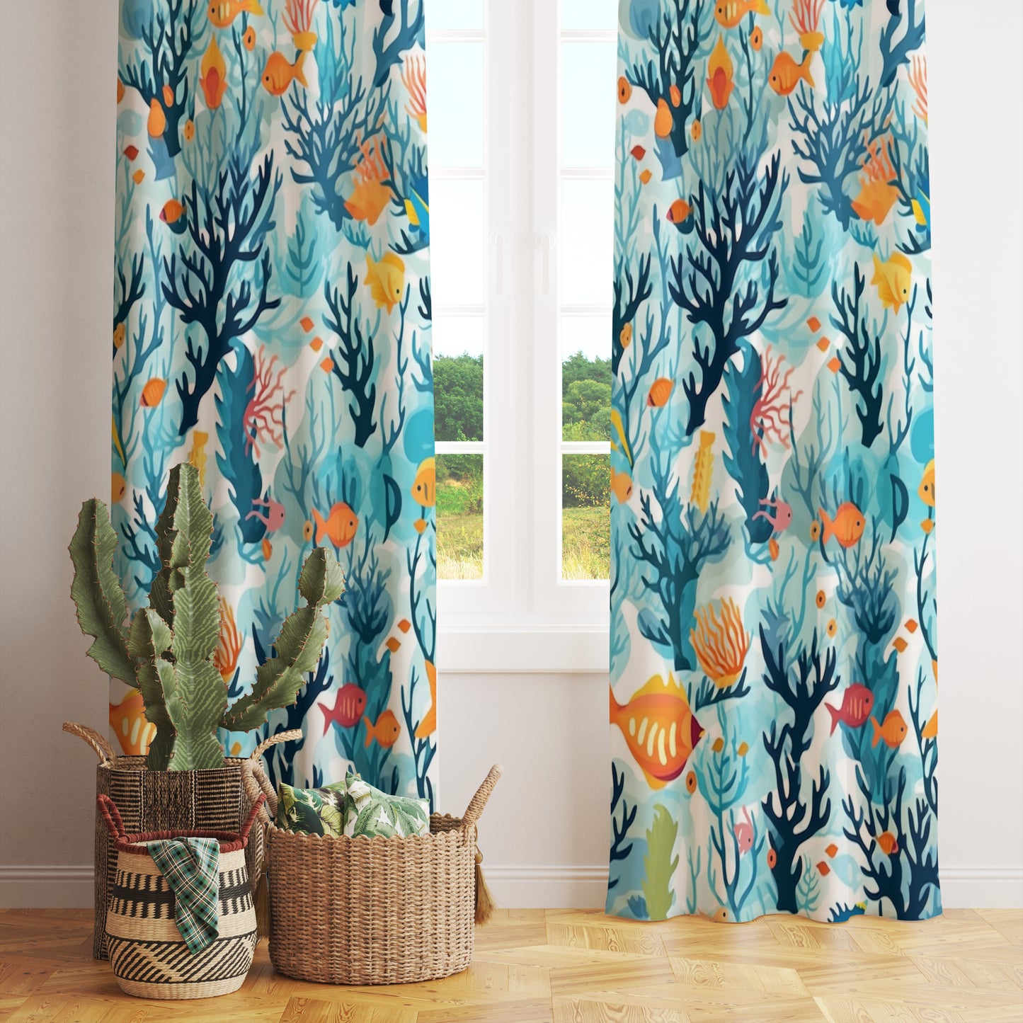 Coastal Marine Summer Theme Sea Pattern Curtains