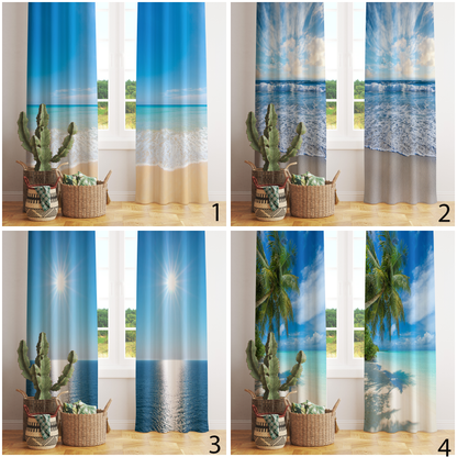 Beach Holiday Curtains Marine Theme Sea Window Panels