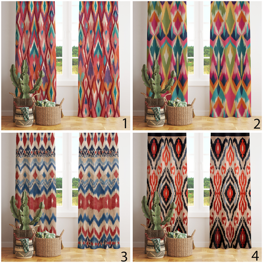 Traditional Turkish Kilim Pattern Printed Curtains