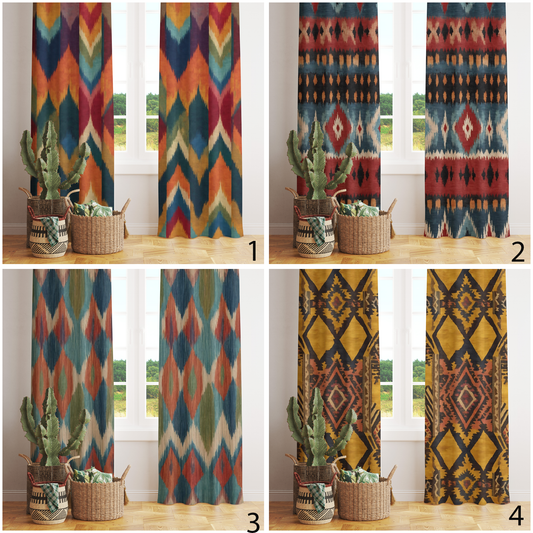 Ethnic Ikat Kilim & Rug Pattern Curtains