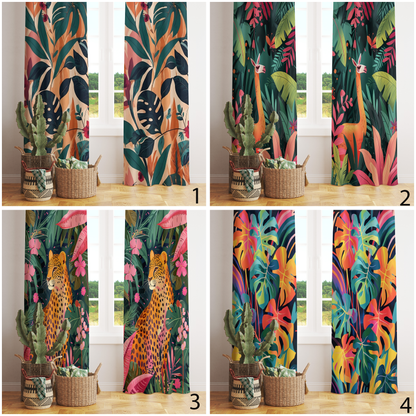 Cheetah & Llama Curtains Tropical Window Treatments