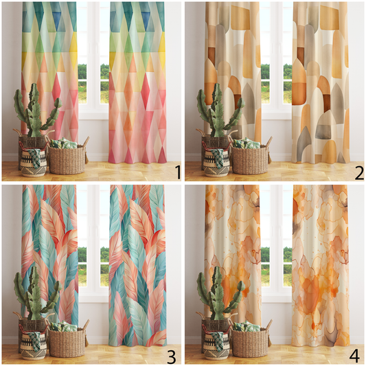 Abstract Geometric Pattern Boho Curtains