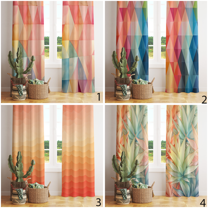 Multicolor Modern Retro Abstract Grommet Curtain