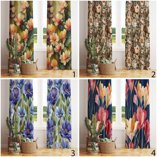 Floral Farmhouse Decorative Printed Blossom Curtain