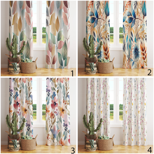 Spring Blossom Curtains Modern Floral Window Panels