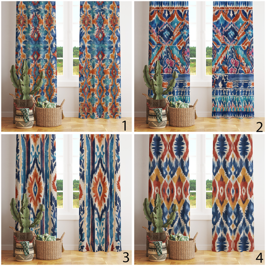 Ethnic Turkish Kilim Rug Prints Aztec Curtains